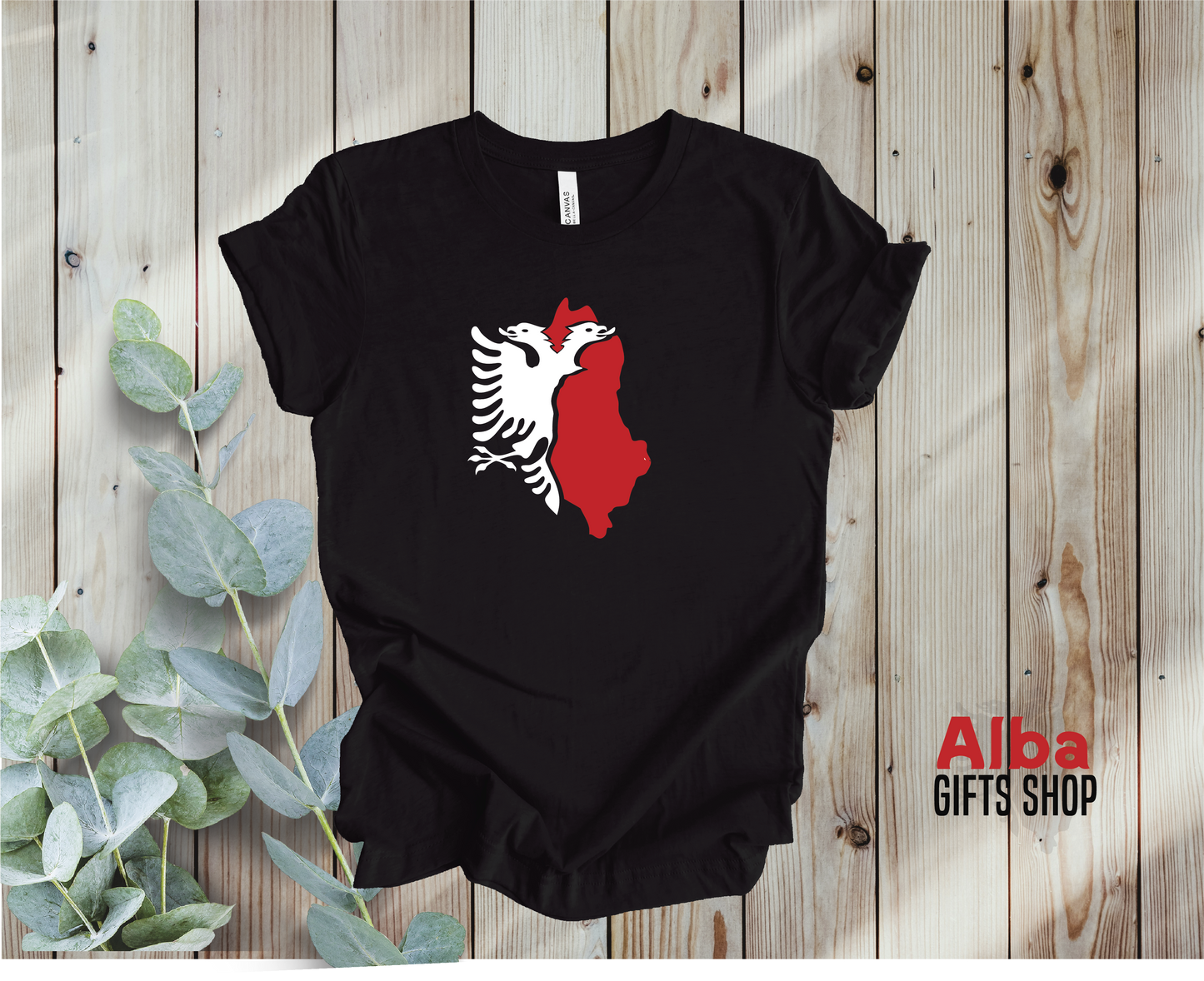 Albanian Flag and Map T-Shirt – Red and Black Country Shirt