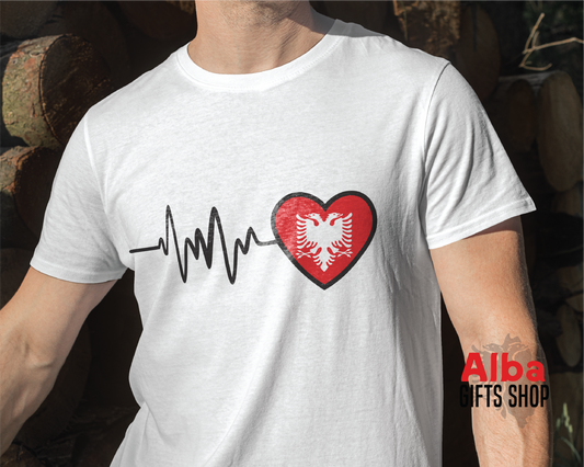 Albanian Heartbeat T-Shirt – Albania Heart Design