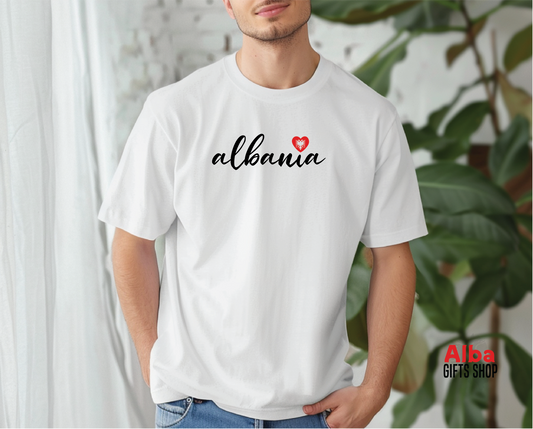 Albania T-Shirt with Heart – Albanian Pride Shirt