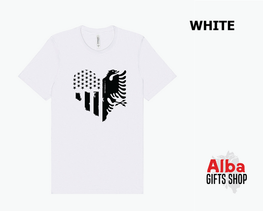Albanian American Heart Shirt – Dual Flag Tee – Mixed Heritage T-Shirt
