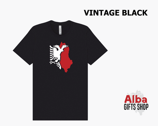Albanian Flag and Map T-Shirt – Red and Black Country Shirt