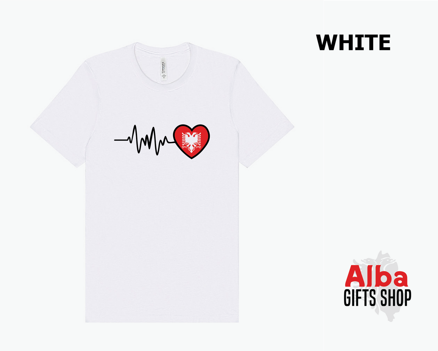 Albanian Heartbeat T-Shirt – Albania Heart Design