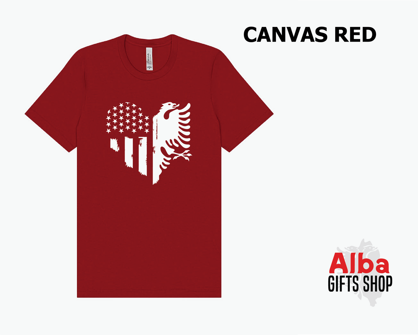 Albanian American Heart Shirt – Dual Flag Tee – Mixed Heritage T-Shirt