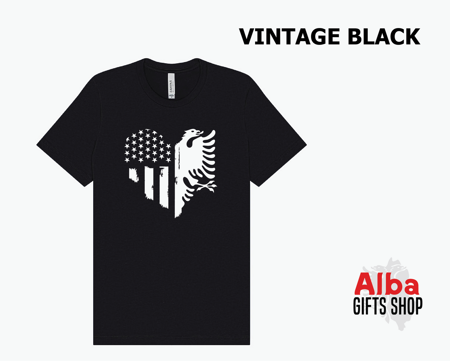 Albanian American Heart Shirt – Dual Flag Tee – Mixed Heritage T-Shirt