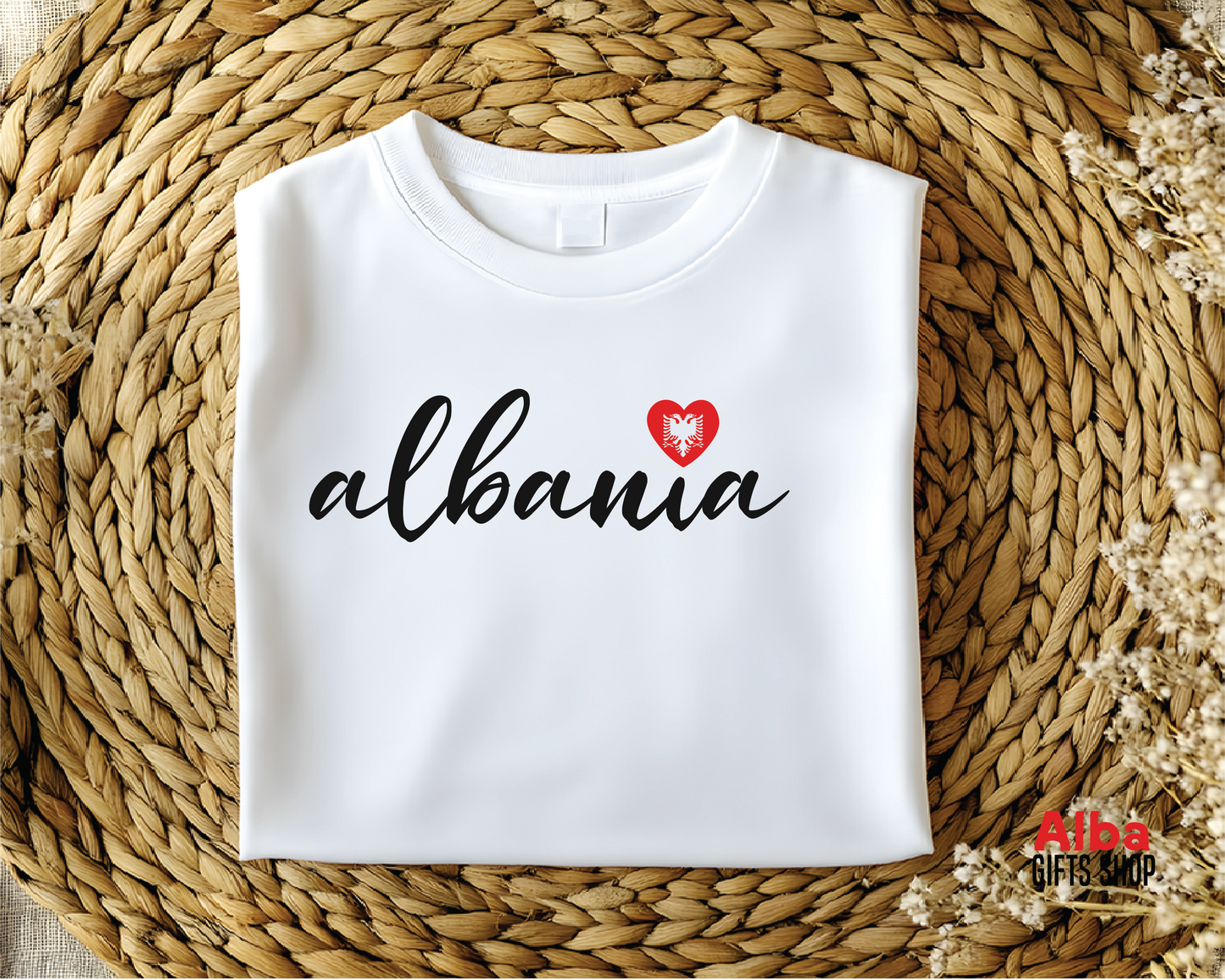 Albania T-Shirt with Heart – Albanian Pride Shirt