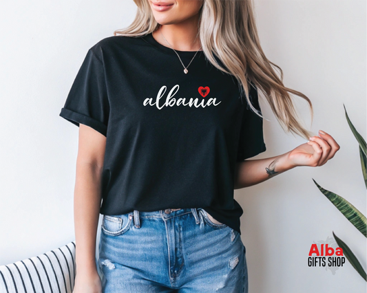 Albania T-Shirt with Heart – Albanian Pride Shirt
